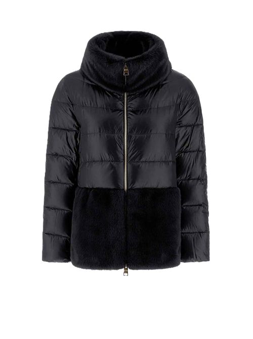 Giacca imbottita in nylon e pelliccia sintetica HERNO | PI001933D12017Z9300 NERO
